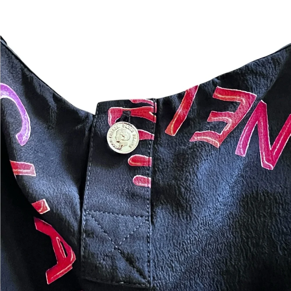 Vintage Chanel Rouge Logo-Print Silk Tank Top - Spring/Summer 1996 Collection
